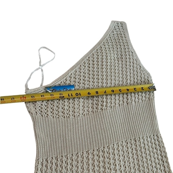 Cha Cha One Shoulder Crocheted Boho Cover up Side Slit midi Dress Size M NWT - Picture 7 of 17